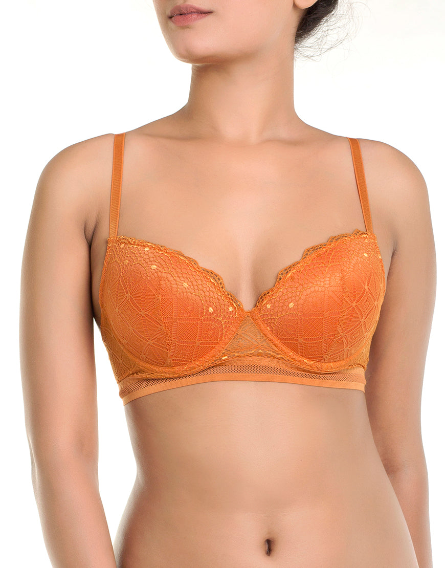 ALL OVER LACE BRA SET – APRICOT ORANGE