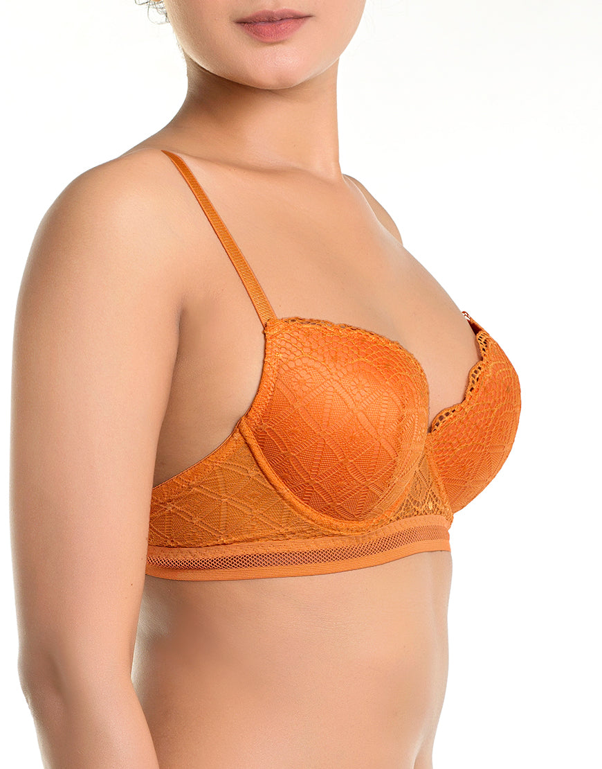 ALL OVER LACE BRA SET – APRICOT ORANGE