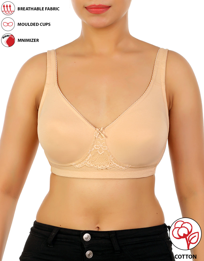 LOSHA COTTON FULL COVERAGE SINGLE LAYERED WIRE-FREE BRA -SKIN