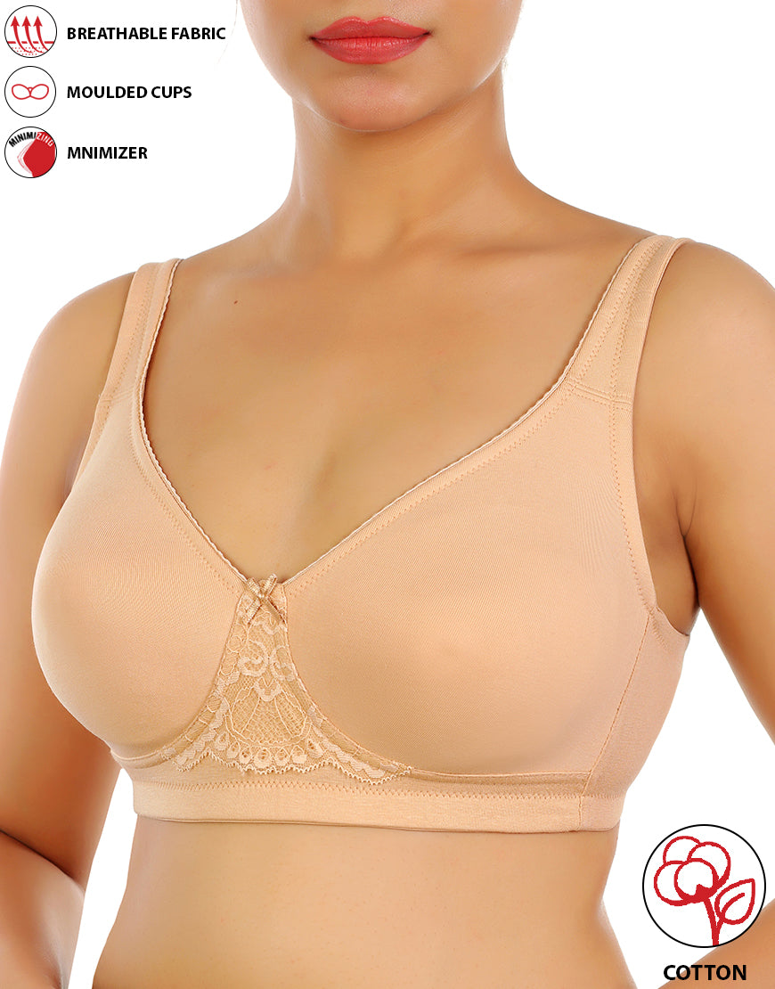 LOSHA COTTON FULL COVERAGE SINGLE LAYERED WIRE-FREE BRA -SKIN