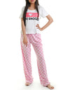 BORN TO SNOOZE TOP & PJ SET - WHITE PINK