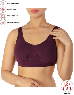 DOUBLE LAYERED MODAL STAY AT HOME / MATERNITY / SLEEP BRA-GRAPE WINE