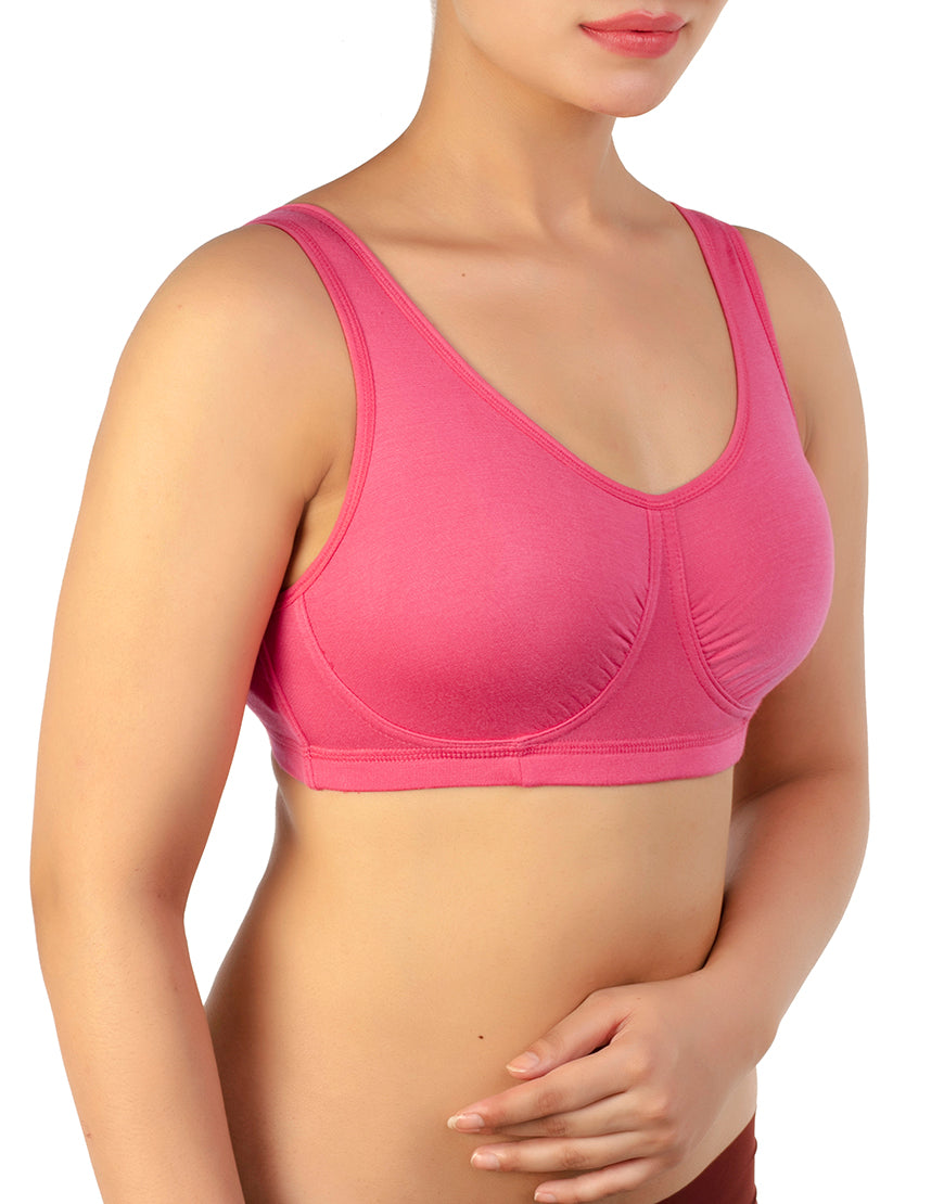 DOUBLE LAYERED MODAL STAY AT HOME / MATERNITY / SLEEP BRA-GEORGIA PEACH