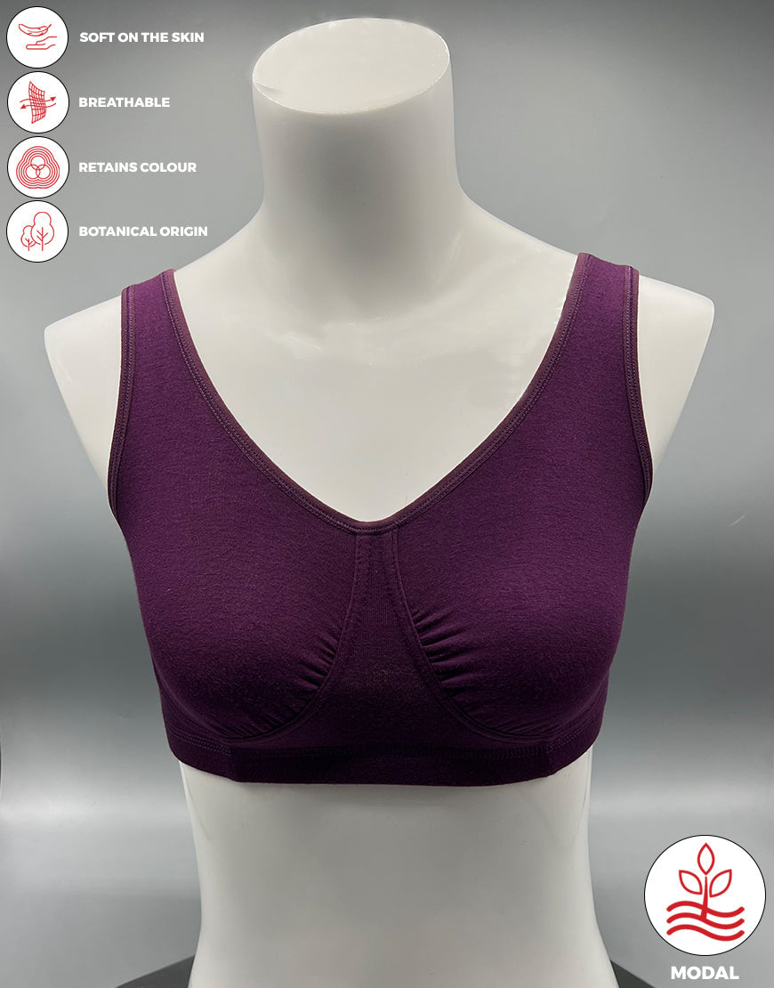 DOUBLE LAYERED MODAL STAY AT HOME / MATERNITY / SLEEP BRA-GRAPE WINE