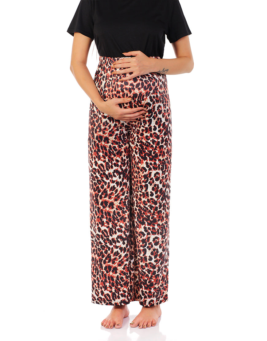 LOSHA MOMMY MATERNITY STRAIGHT LEG PANTS- LEOPARD