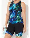 TANKINI WITH TUMMY CONTROL & MATCHING SHORTS -BLUE PRINT